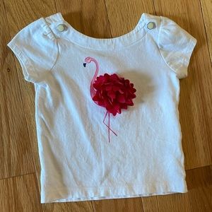 Janie & Jack Flamingo Flower embellished shirt 12-18 months